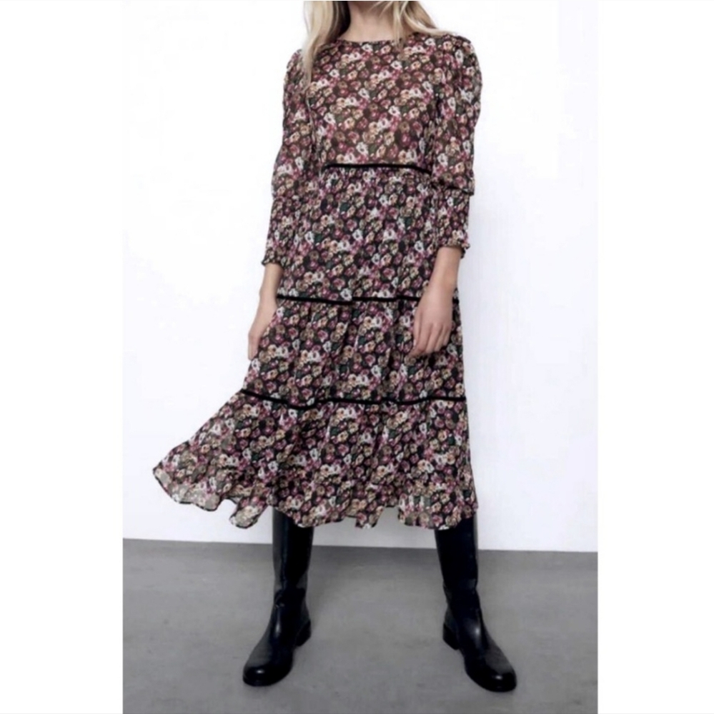 ZARA Floral Print Dress NWOT